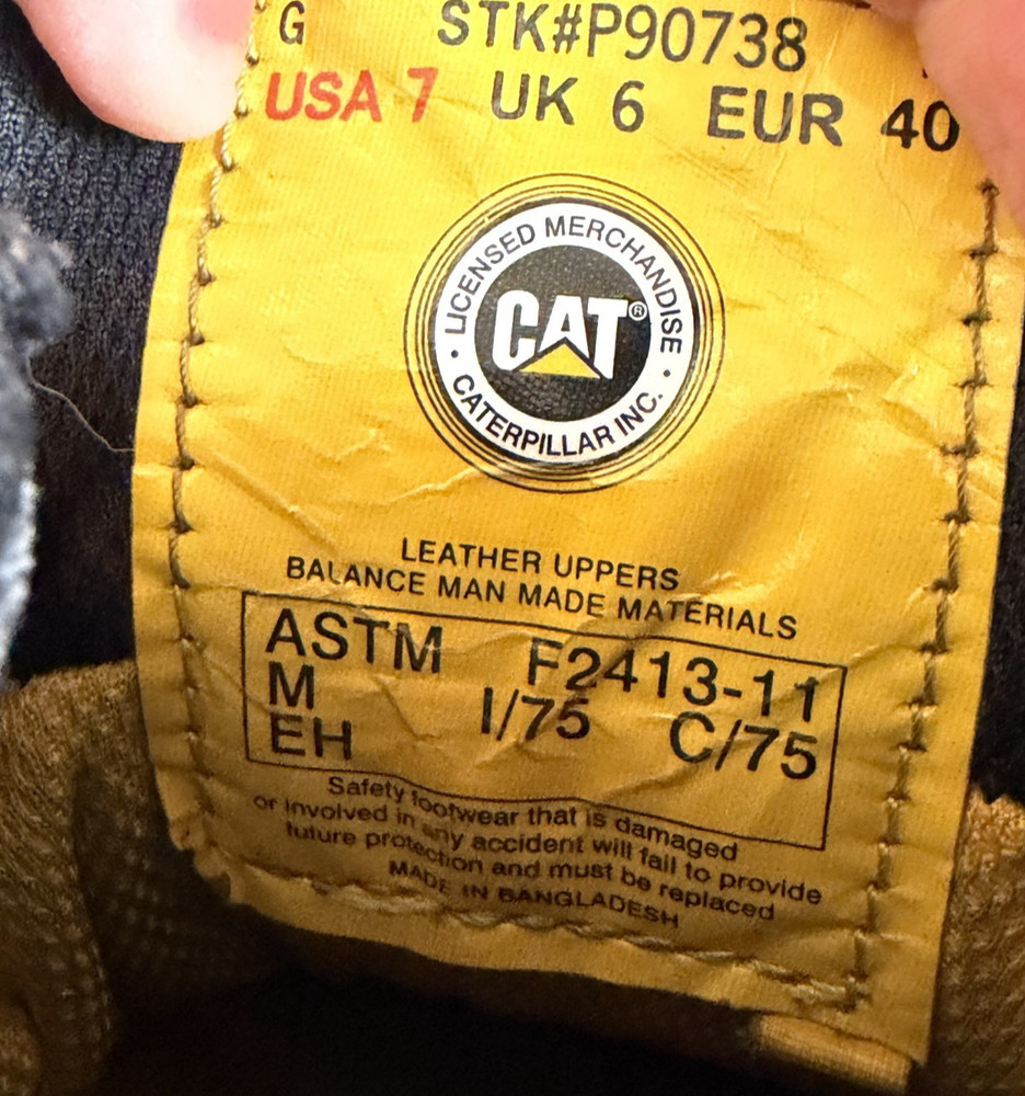 Caterpillar Precision Composite Toe Waterproof Work Boot Thinsulate Black Mens 7