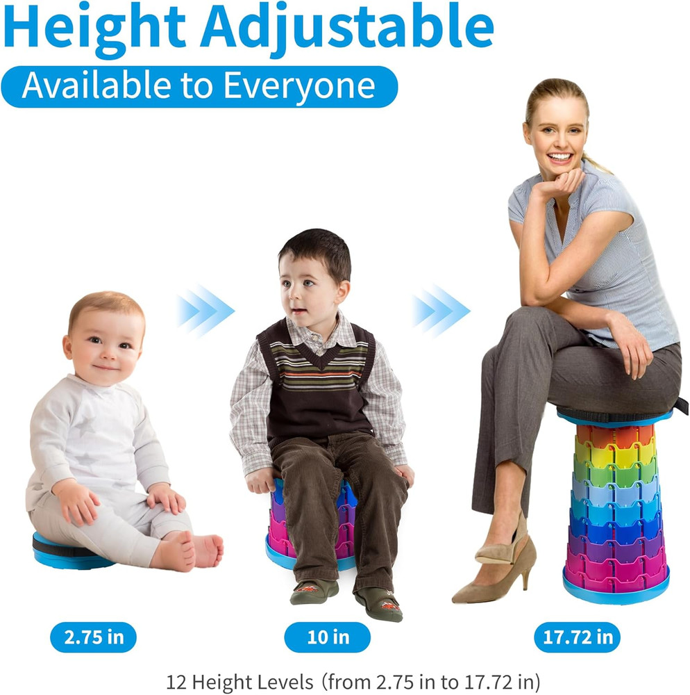 Telescoping Folding Stool, Upgraded Portable Collapsible Retractable Stool with