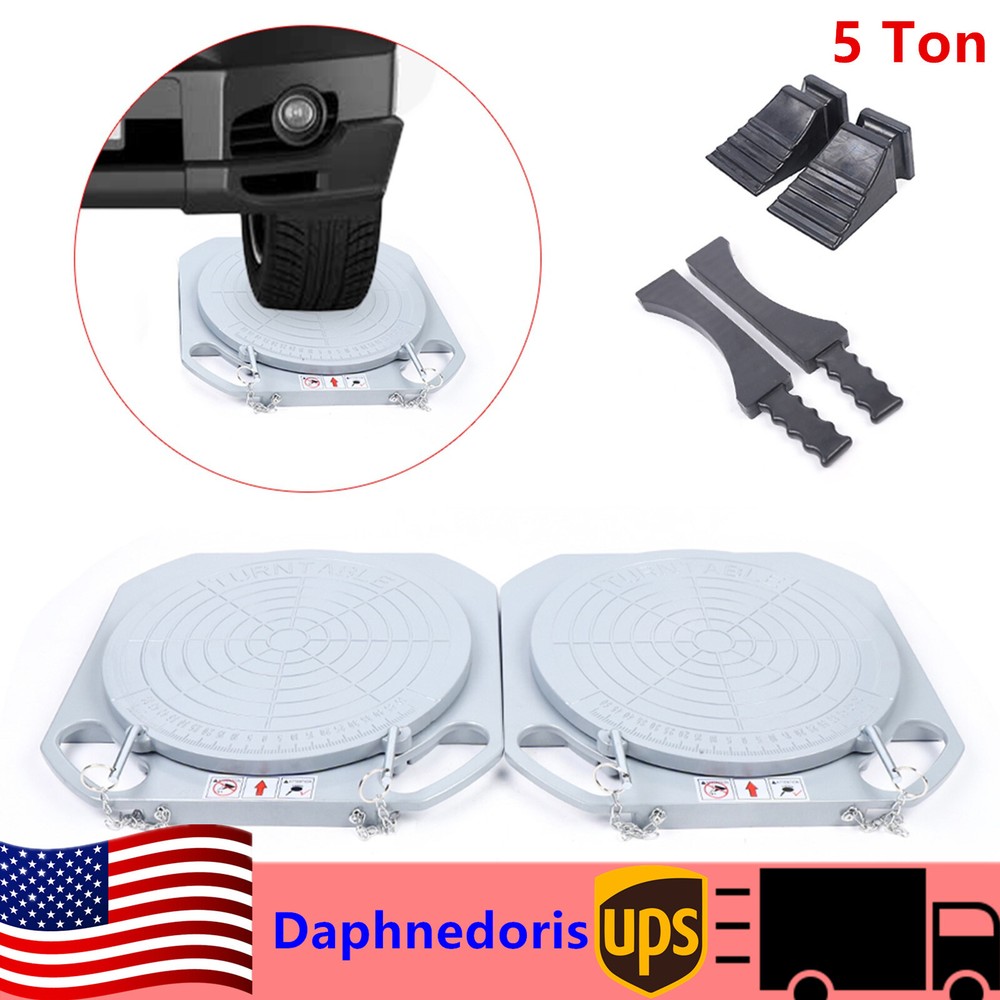 2pcs 5 Ton Front End Wheel Alignment Turntable Plate 360° Rotating Plate Table