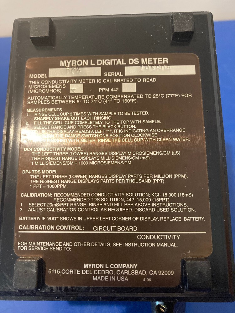 15122 Myron L DC4 digital DS meter conductivity meter