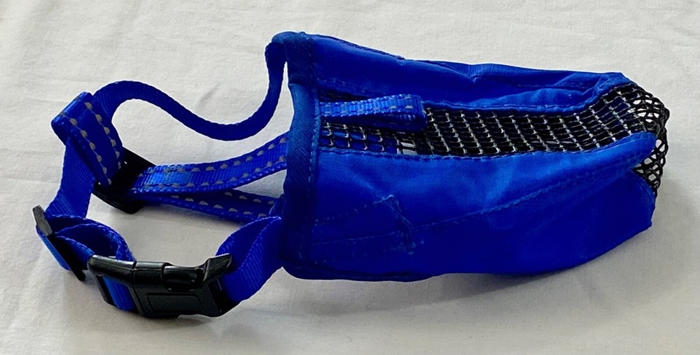 Marnonsis small dog muzzle blue adjustable strap breathable soft mesh