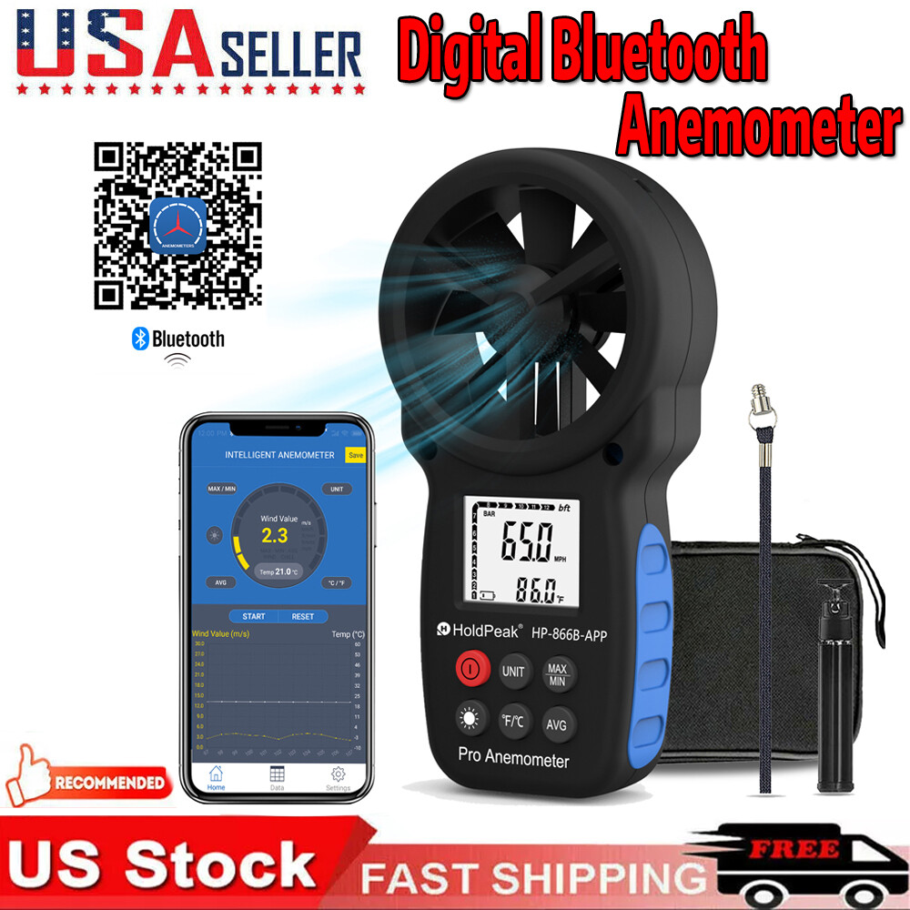 98217Handheld Anemometer Bluetooth Digital Wireless Wind Speed Gauge Meter CFM