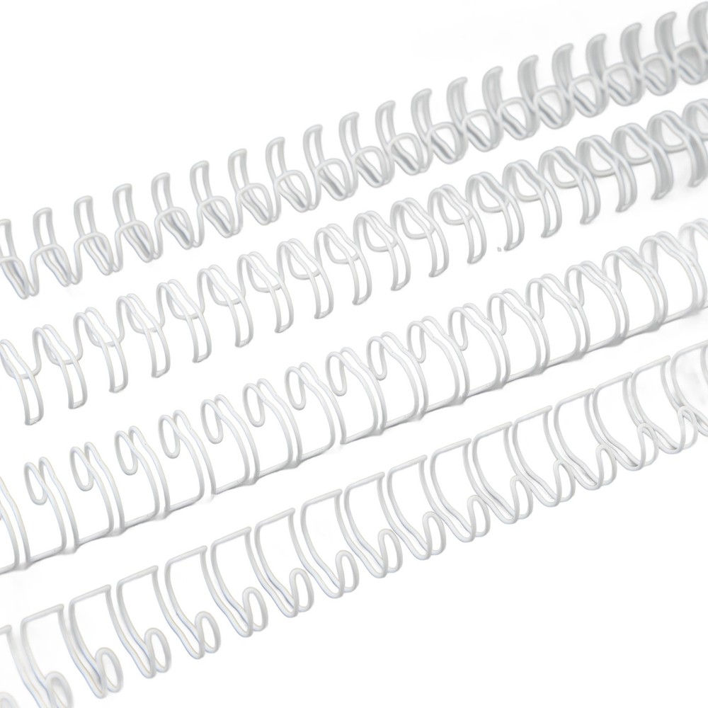 White 100x Double Loop Wire Binding Spine 60 Sheet Capacity 3:1 Pitch 34 Loop 9.