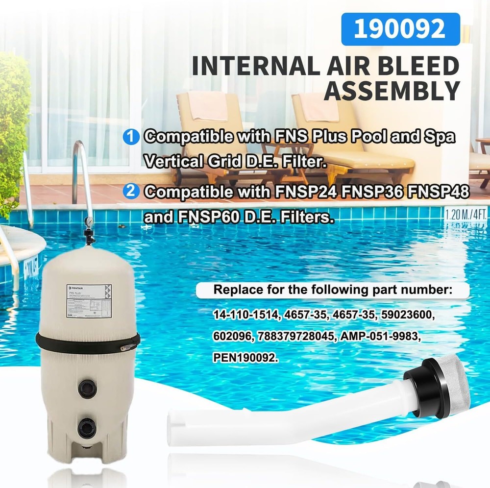 190092 Pentair Internal Air Bleed Assembly for FNS Plus Pool & Spa D.E. Filter