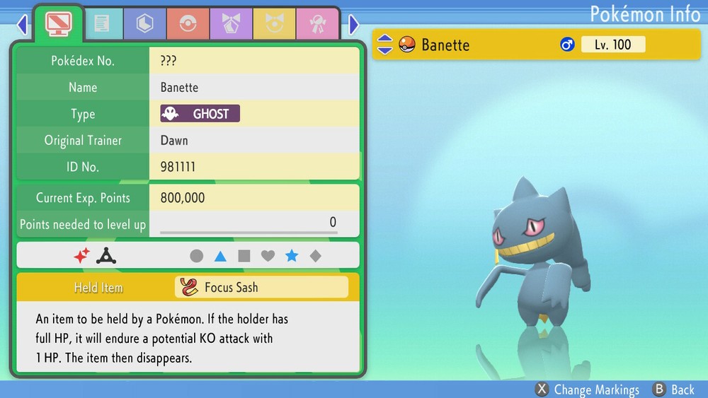Shiny Banette 6IVs Pokemon BDSP
