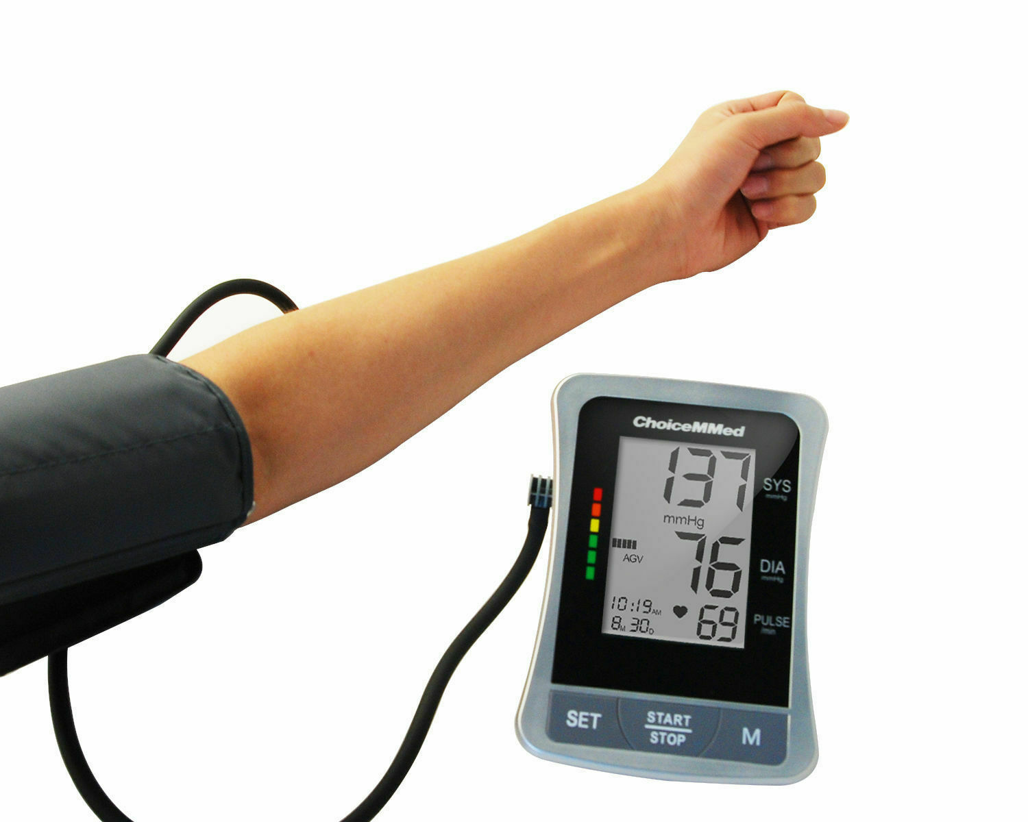 CHOICEMMED DIGITAL AUTOMATIC LCD ARM BLOOD PRESSURE MONITOR+MEMORY WHO INDICATOR