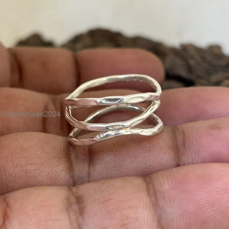 Hammered Thick Ring, Statement Ring, Multi Layer Ring, Thumb Ring, Chun All size