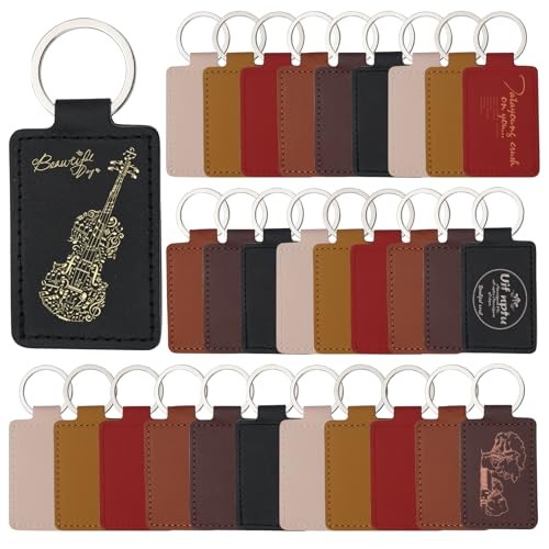 30 Pcs Leather Key Fob Kit, Rectangular Leather Keychain Multicolor-1, 30 Pcs