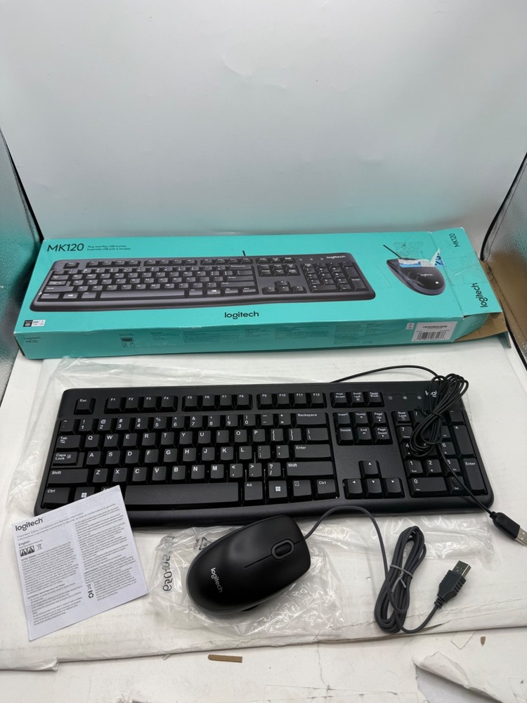Logitech MK120 Wired Keyboard and Mouse Combo for Windows, Optical Wired Mouse
