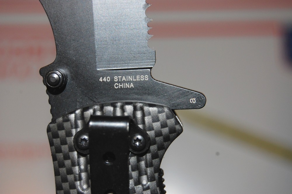 WarTech Assisted Opening Linerlock Pocket Knife - Carbon Fiber Pattern Handle