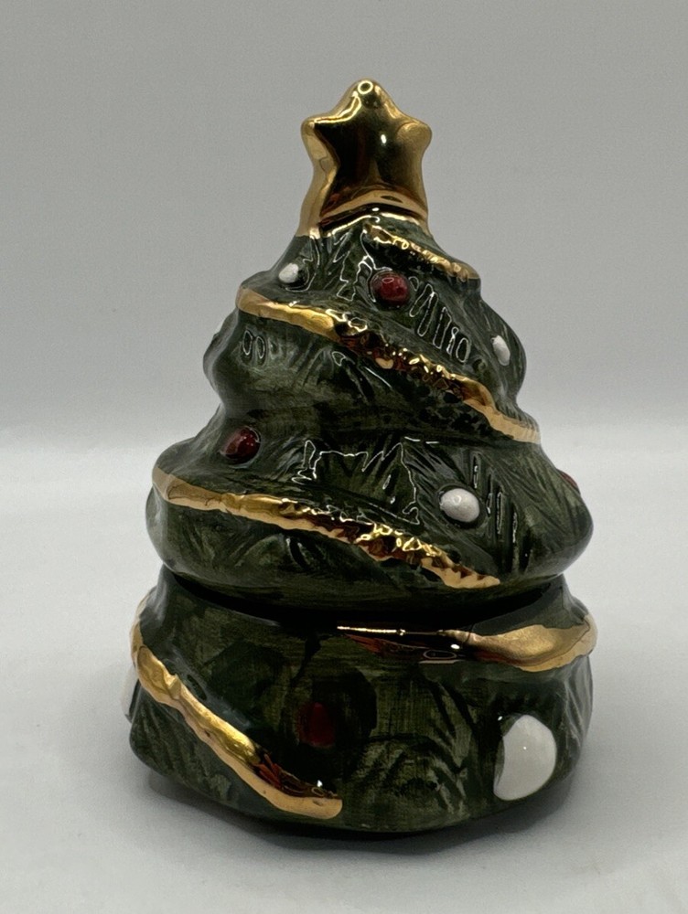 JCM mini Christmas Tree Trinket Box/Ring Box 3” Tall