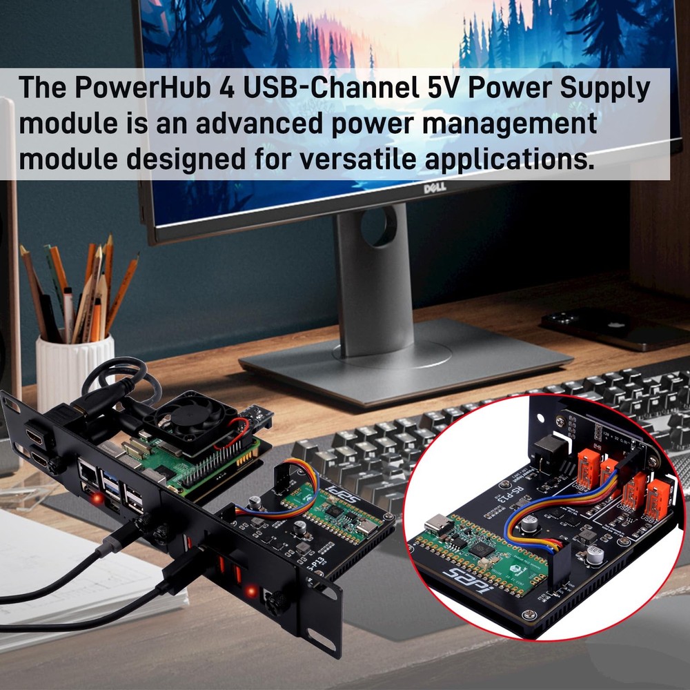 4 USB Channel 5V Power Supply Module, 19 inch 1U Rackmount, Server, Network