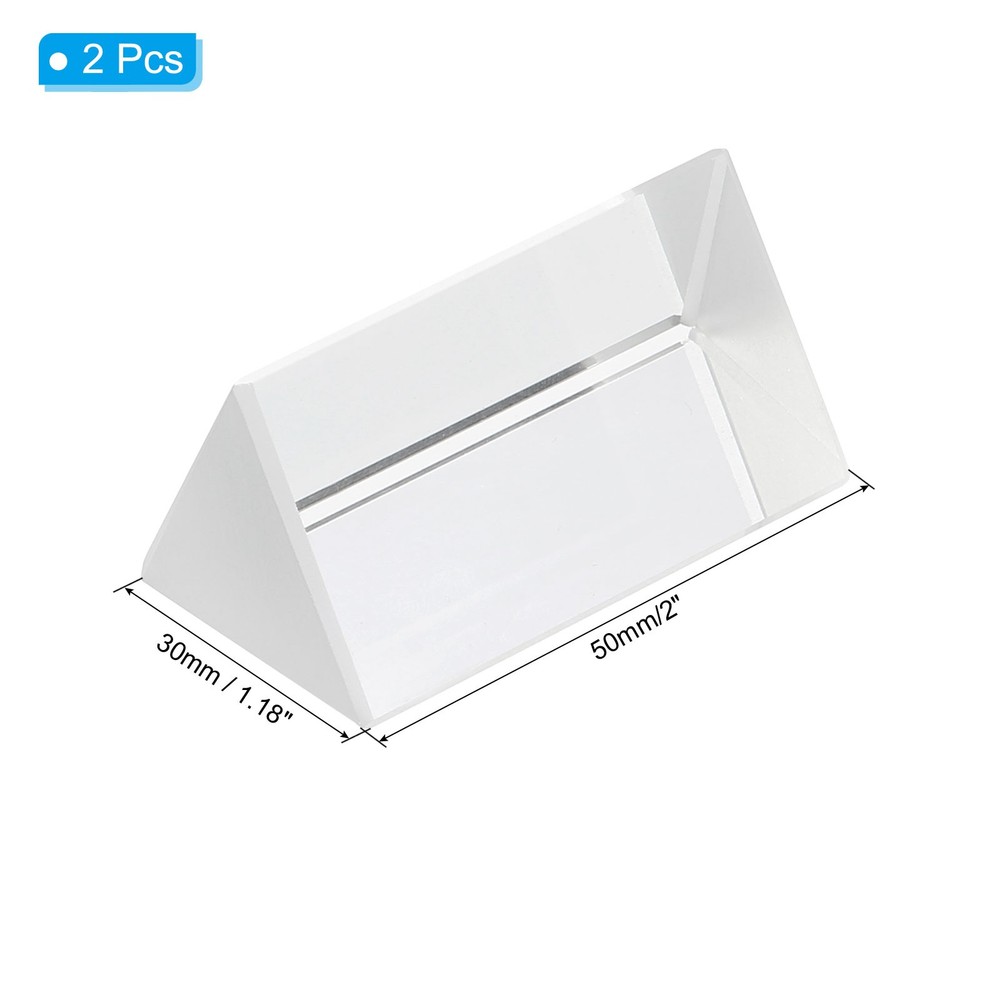 50mm/2 Inch Triangular Prism, 2 Pcs Glass Optical Rainbow Prism, Clear