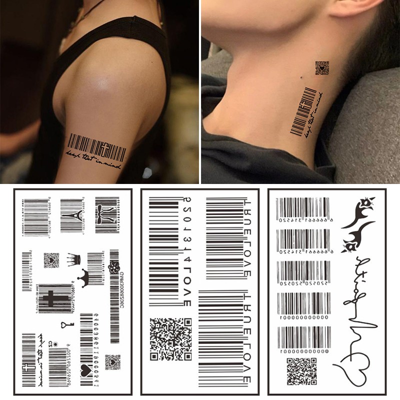Temporary Tattoo Sticker Barcode Pattern Body Art Water Transfer Waterproof∂