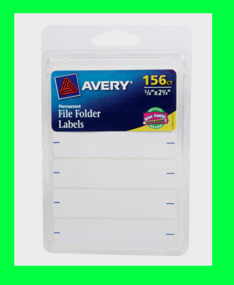 Avery File Folder LABELS 156 pk White Permanent Tabbed Rectangle 0.625" x 2.75"