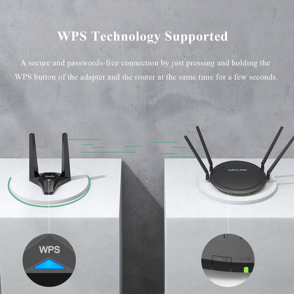 WAVLINK USB3.0 WiFi Adapter AC1300Mbps Wireless Network Adapter for Desktop PC