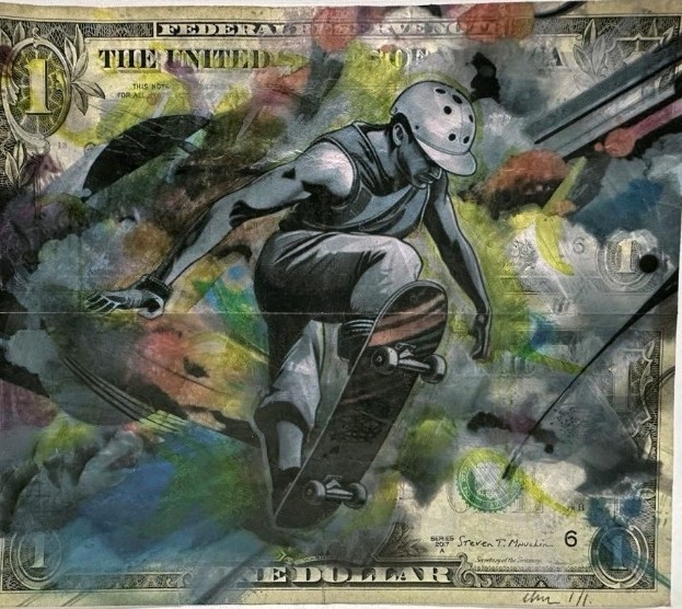 Chris Boyle Money Art Real Dollar. 1/1 PLUS  COA.
