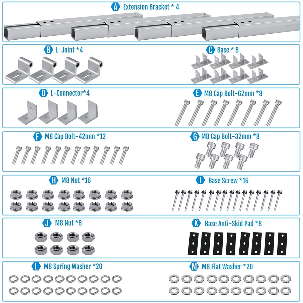 2 Sets (4Pcs) Solar Panel Mounting Brackets - Adjustable Solar Panel Tilt Mou...