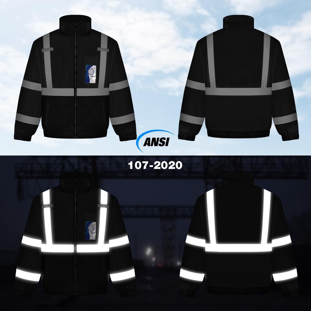 Safety Jacket for Men & , Hi Vis Reflective Jackets with Pockets, Constructio...