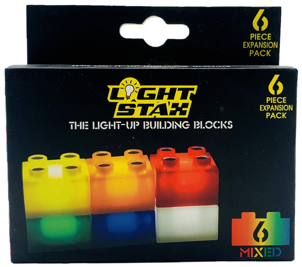 Light Stax LED Light-Up Building Blocks 6-Piece Expansion Pack Multicolor Mixed