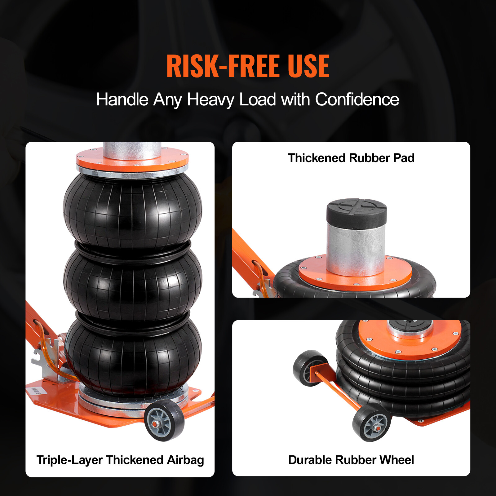 Air Jack 3 Ton/6600 lbs Pneumatic Jack with Heightened Column for Sedan