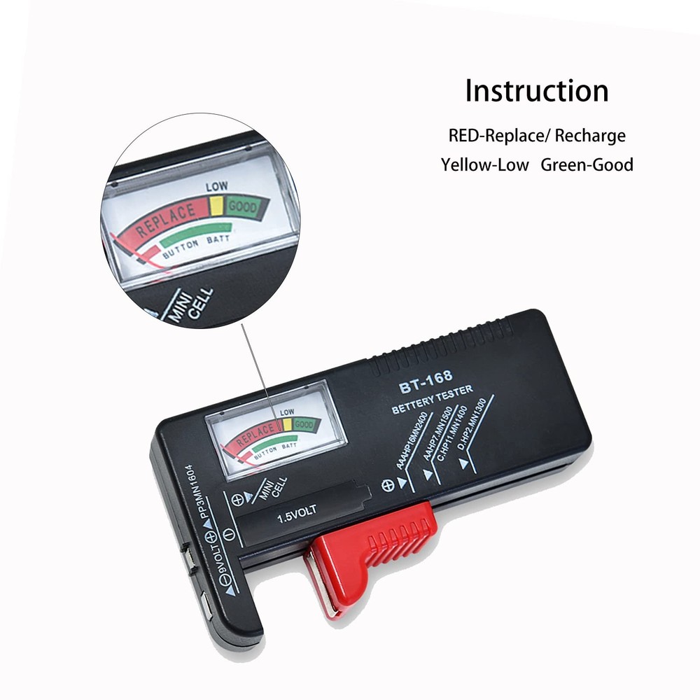 Battery Tester Checker, Universal Small for AAA AA C D 2, Red