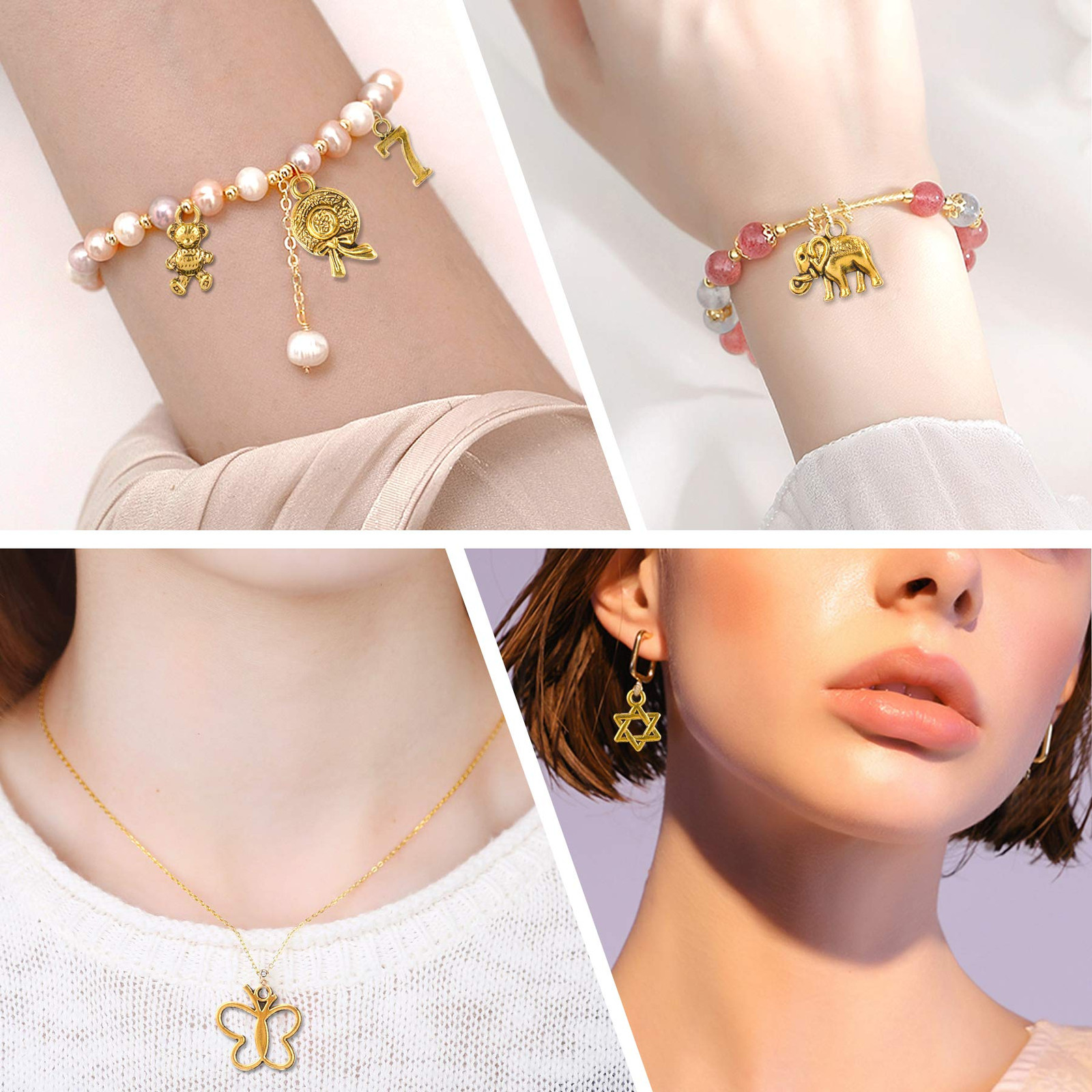 350Pcs Antique Gold Charms Bulk Lots Jewelry Making Charms Assorted Pendants for