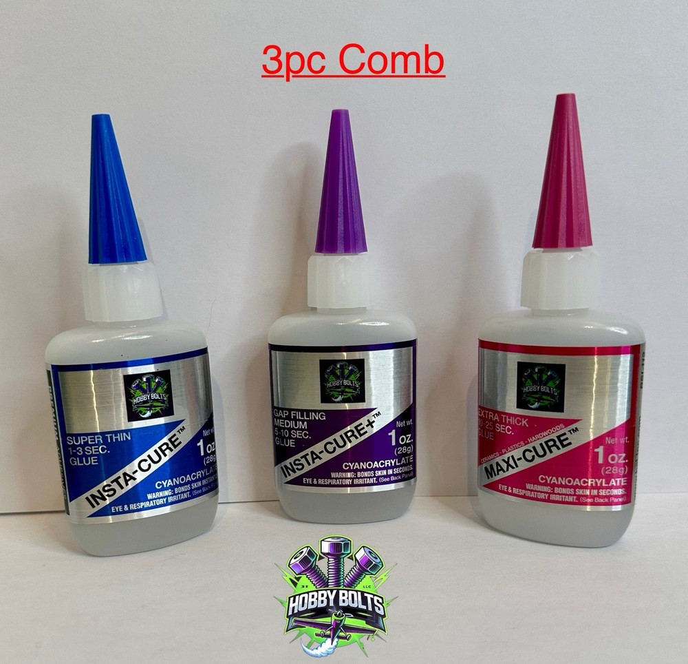 CA Glue 3-Pack 1oz - Thin, Medium & Thick Cyanoacrylate Adhesive Set (BSI)