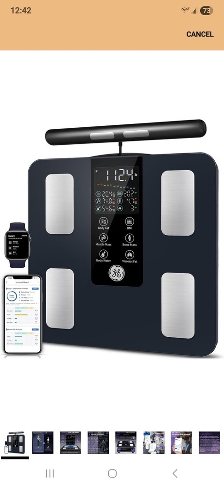 GE 8-Electrode Bluetooth Digital Scale Body Composition Analyzer Black
