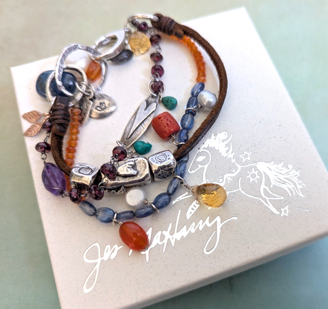 Jes MaHarry Sundance Catalog "Pacific Highway" Mixed Gemstone Sterling Bracelet