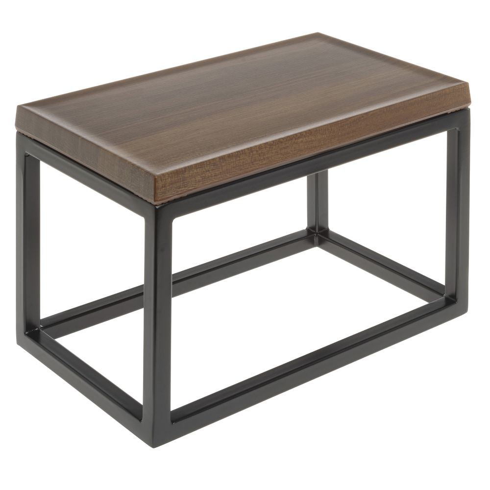 HUBERT® Black Display Riser with Acacia Top - 7"H