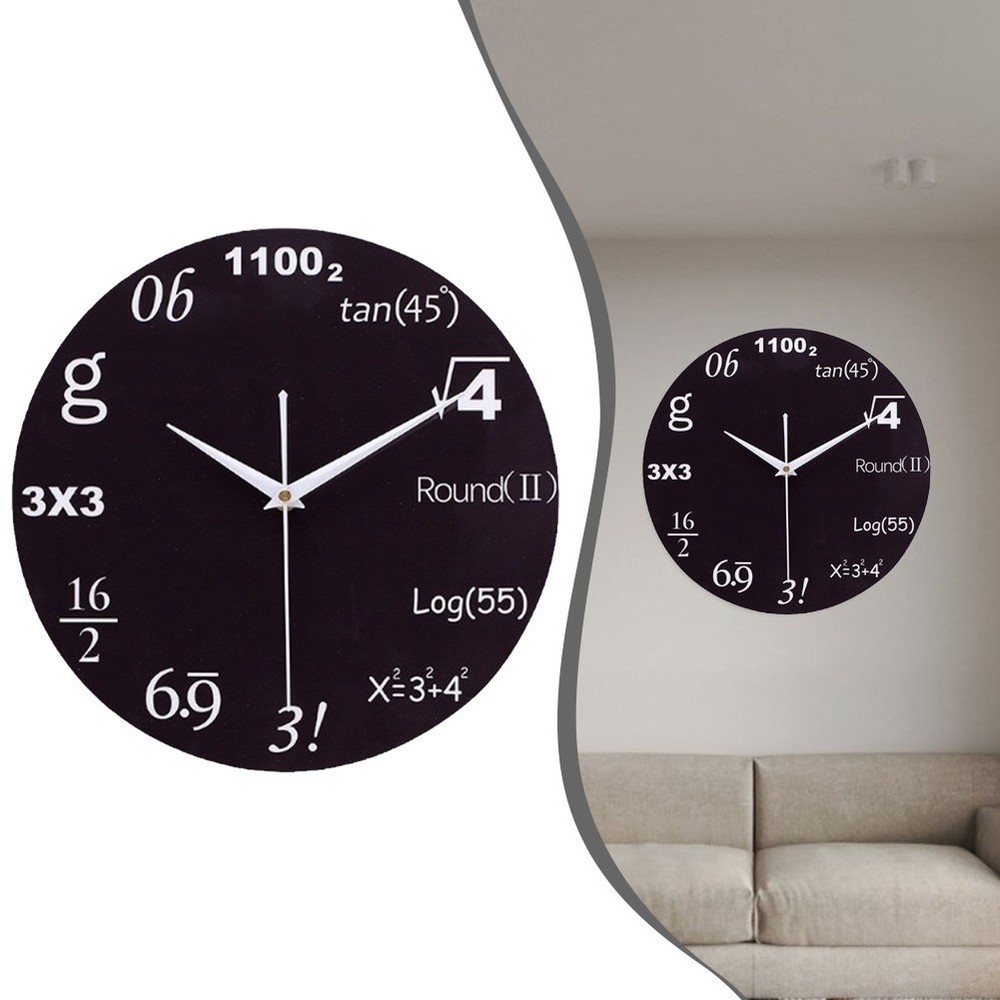 12 Inch Clock with Unique Math Formulas for Stylish and Educational Decor