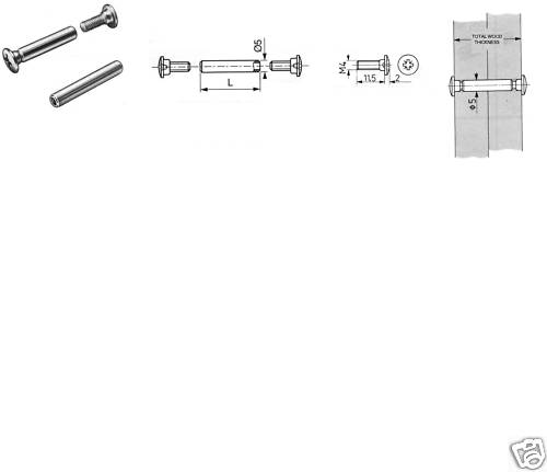 HETTICH 'VSH' CONNECTING SCREW, M4 THREAD, 5mm DIAMETER, 42-51mm RANGE