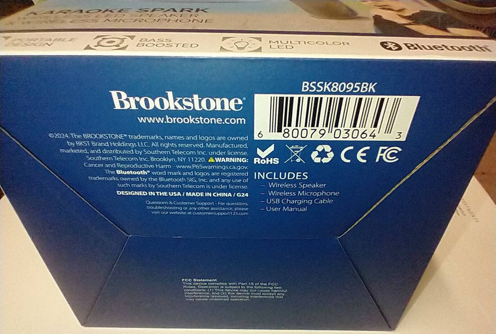 NEW!! Brookstone Spark Wireless LED Karaoke Speaker & Microphone, Bluetooth