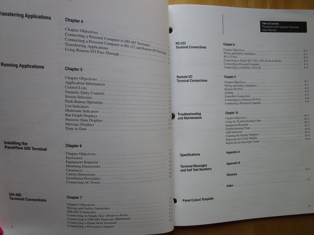 Allen Bradley PanelView 550 Operator Terminals User Manual 1994