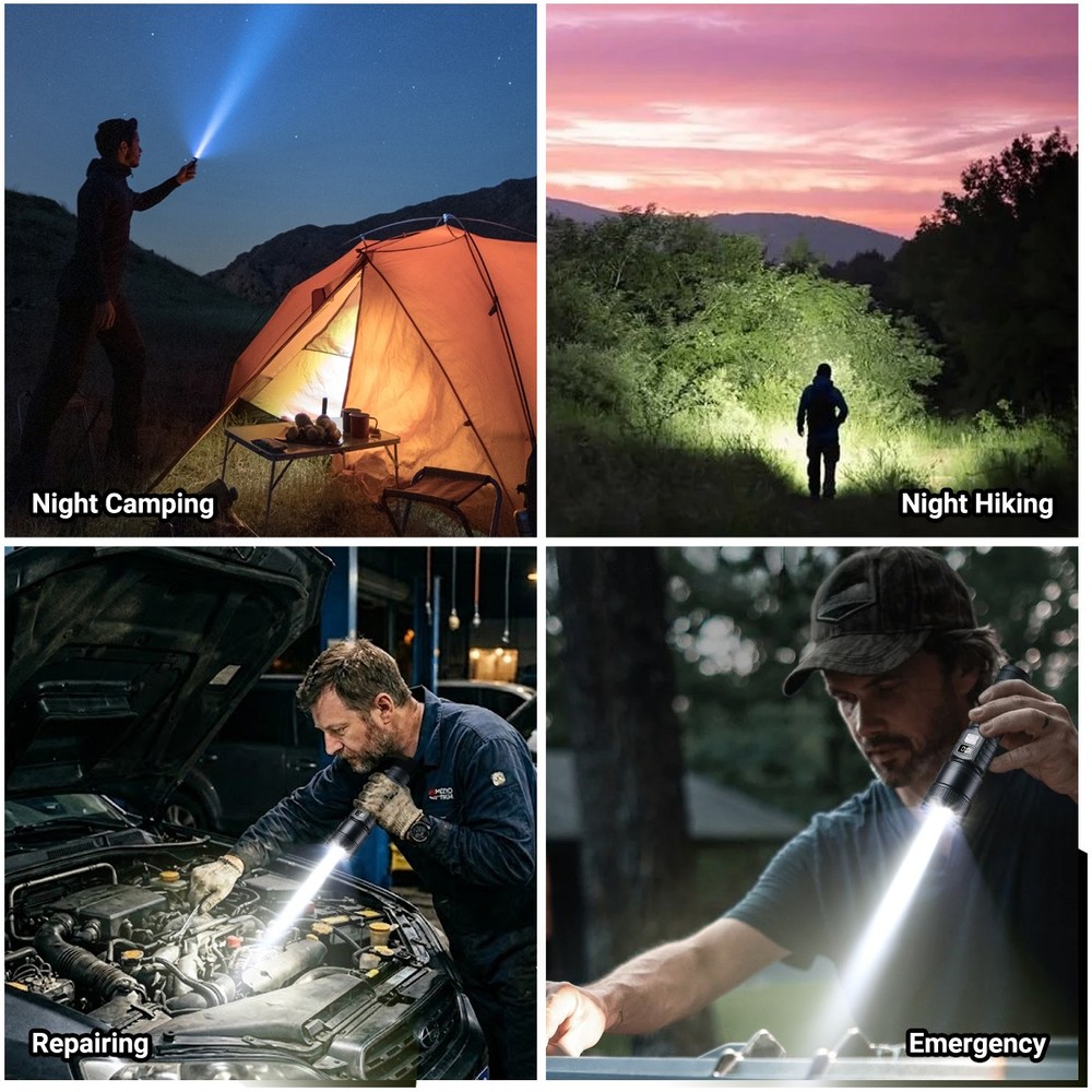 2 Pack Super Bright 9900000LM LED Tactical Flashlight Rechargeable Work Lights