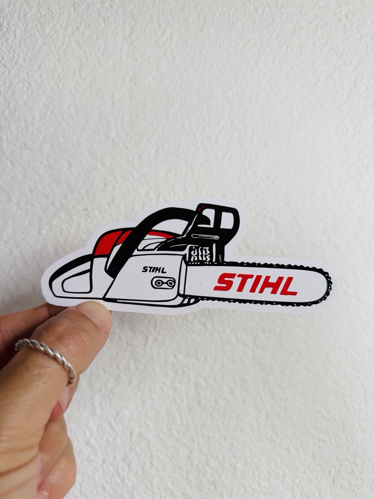 STIHL Logging Chainsaw Sticker Wood Cutting Car Bumper Hard Hat Decal