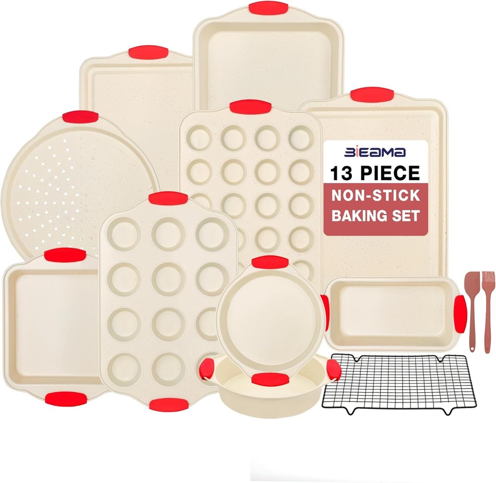 13-Piece Baking Pans Sets Nonstick Bakeware Sets BPA-Free Carbon Steel Stackable