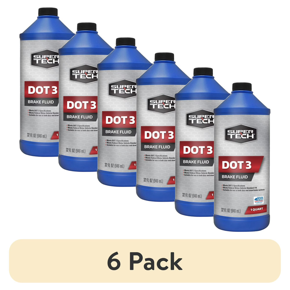 (6 pack) Super Tech DOT 3 Brake Fluid, 32 oz