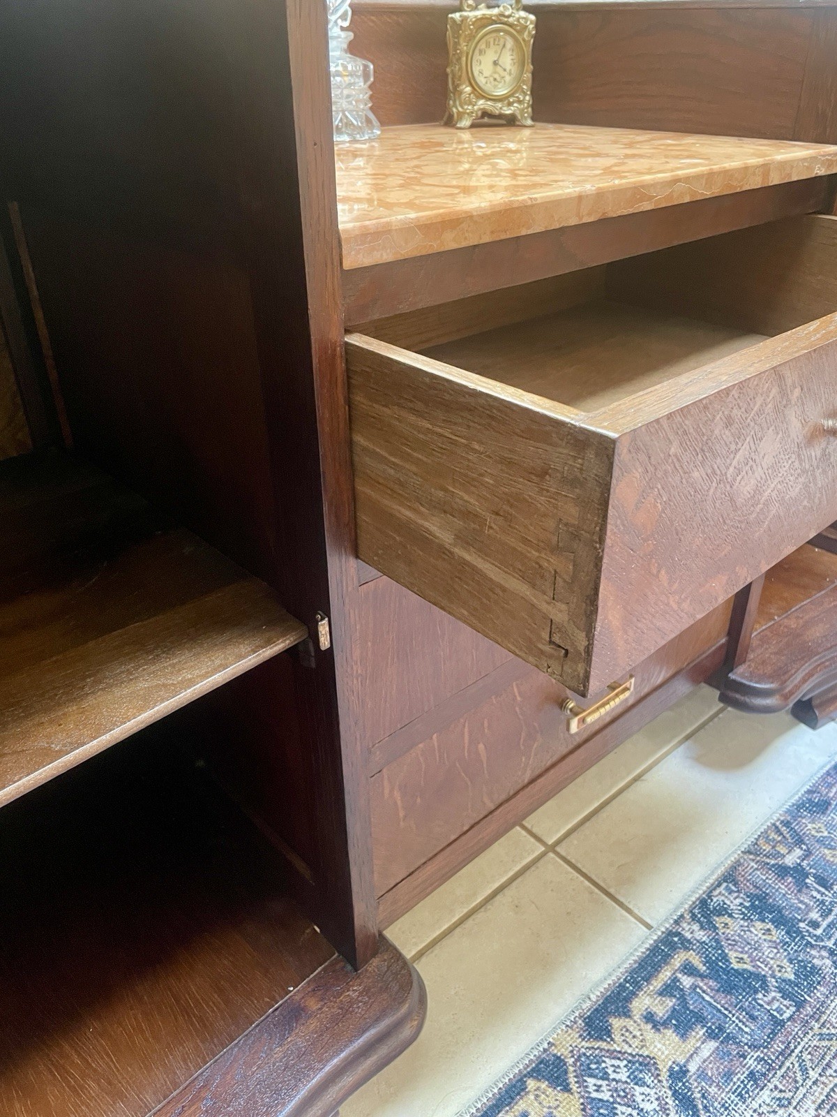 Marble Topped Art Deco Vanity, Dressing Table or Entry Console