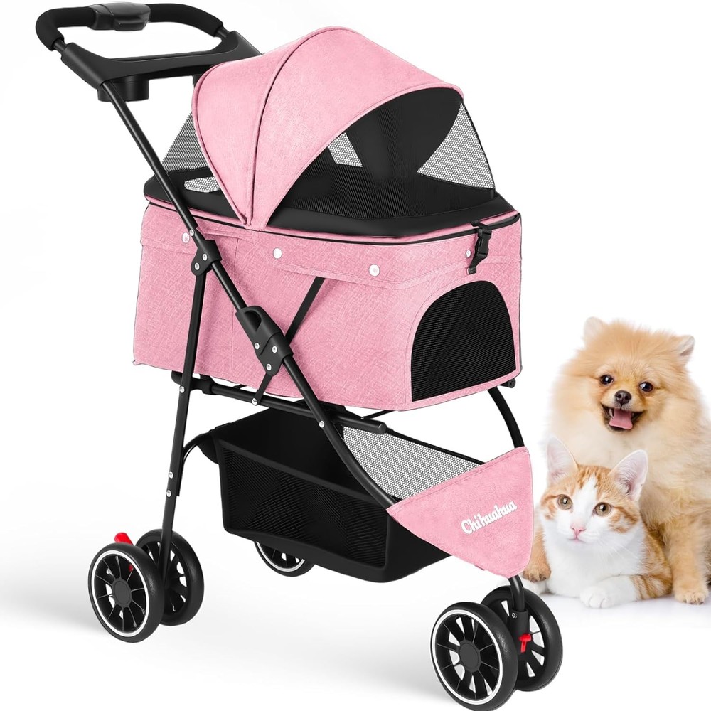 Pet Stroller,Dog Stroller Small Medium Dogs Cats,3 Wheels,Foldable,with