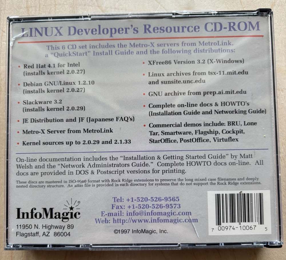Linux Developer's Resource Infomagic ELVIS 6 CD Set Red Hat Slackware Kernel