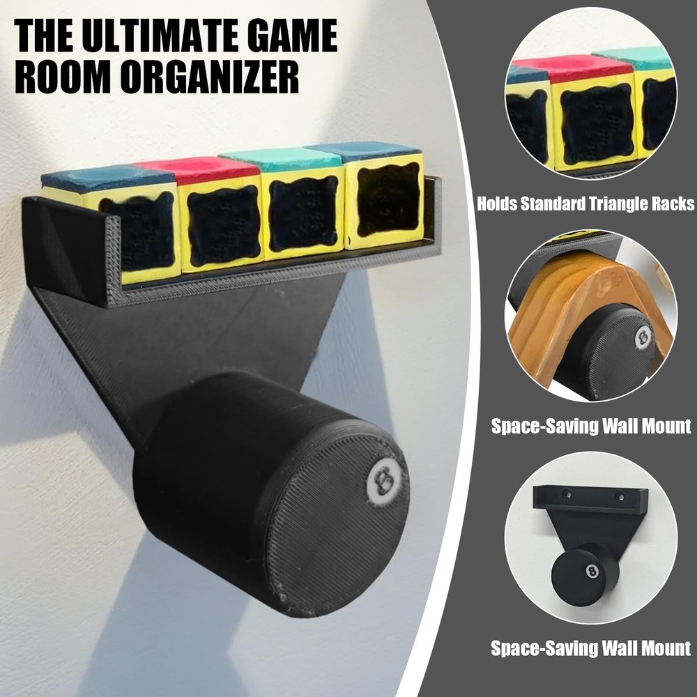 Wall Mount Pool Triangle Rack Holder For Chalk Wooden Billiard Table Accessory