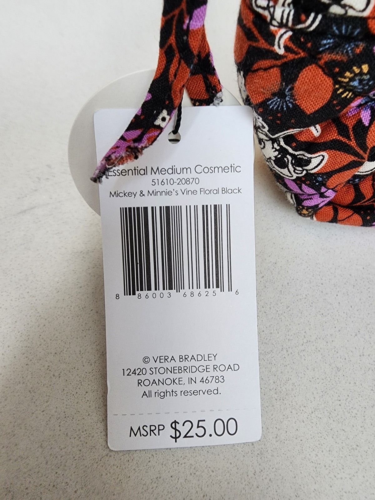 Vera Bradley Disney Essential Cosmetic Mickey & Minnie Vine Floral Black NEW