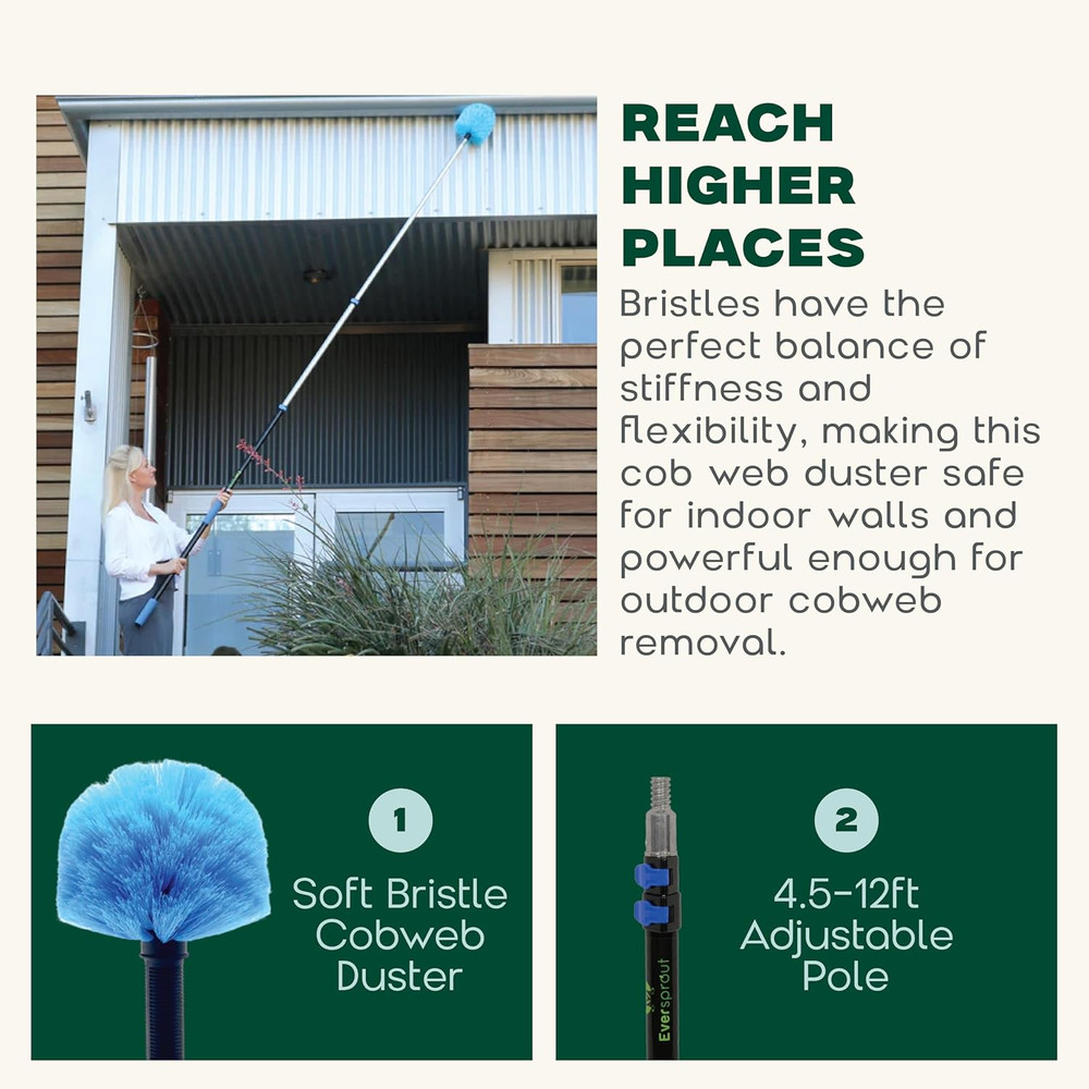 Telescoping 20Ft Duster with Extension Pole - Lightweight Cobweb Cleaner