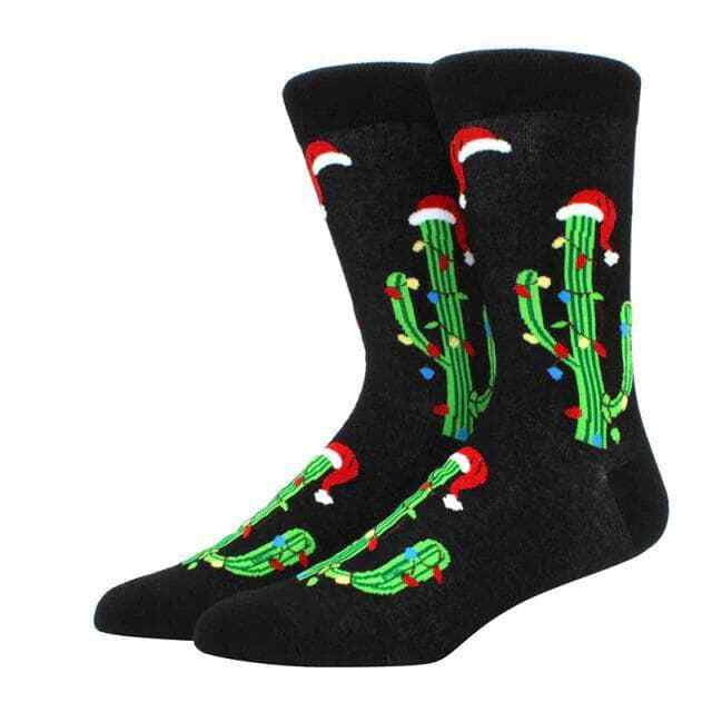 Christmas Cactus Tree Crew Socks Size: Large