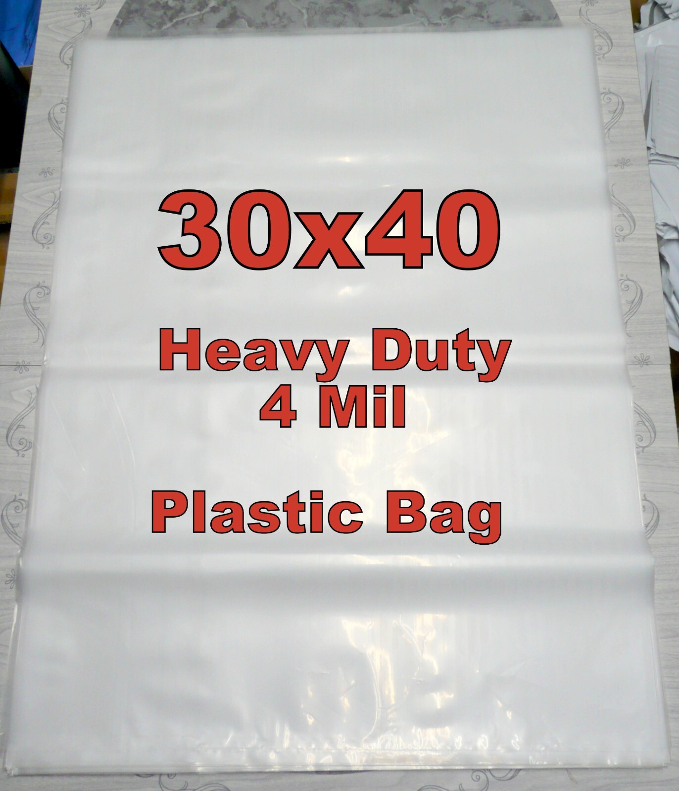 6 EXTRA LARGE Bags 30''x 40'' THICK 4 MIL Clear Plastic Bags 30x40
