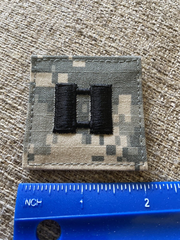 US Army Captain CPT O-3 Rank ACU Hook / Loop Pattern Military Patch INV6287