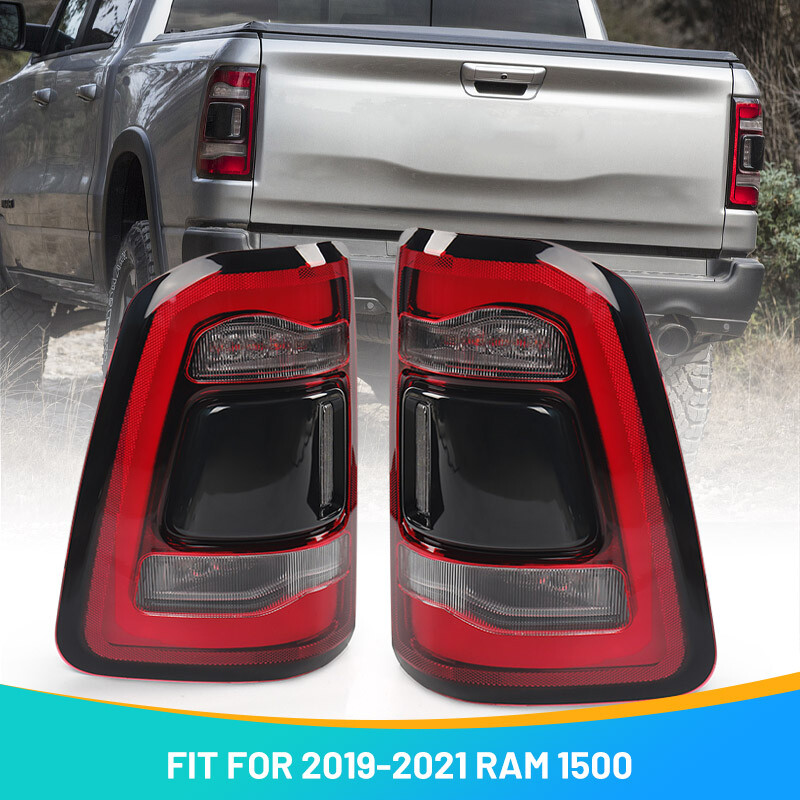 Pair w/ Blind Spot LED Tail Lights For 2019-2023 Dodge RAM 1500 Red Lamps LH RH