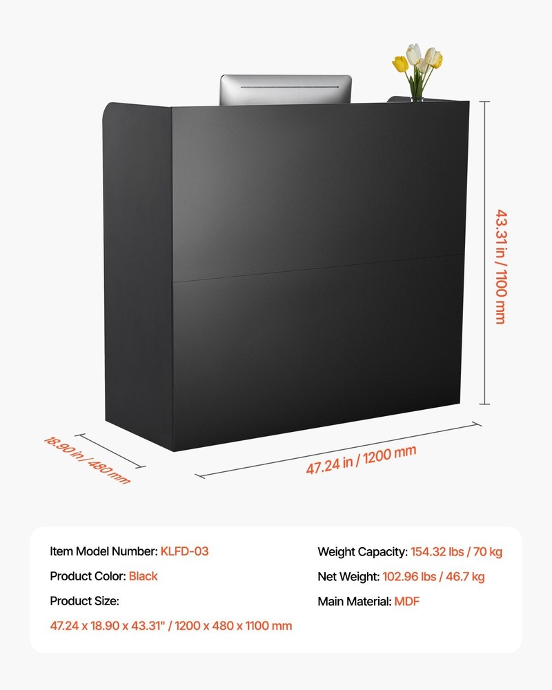 [New]]Reception Desk, 47 Inch Rectangular Front Counter Table, Office Reception